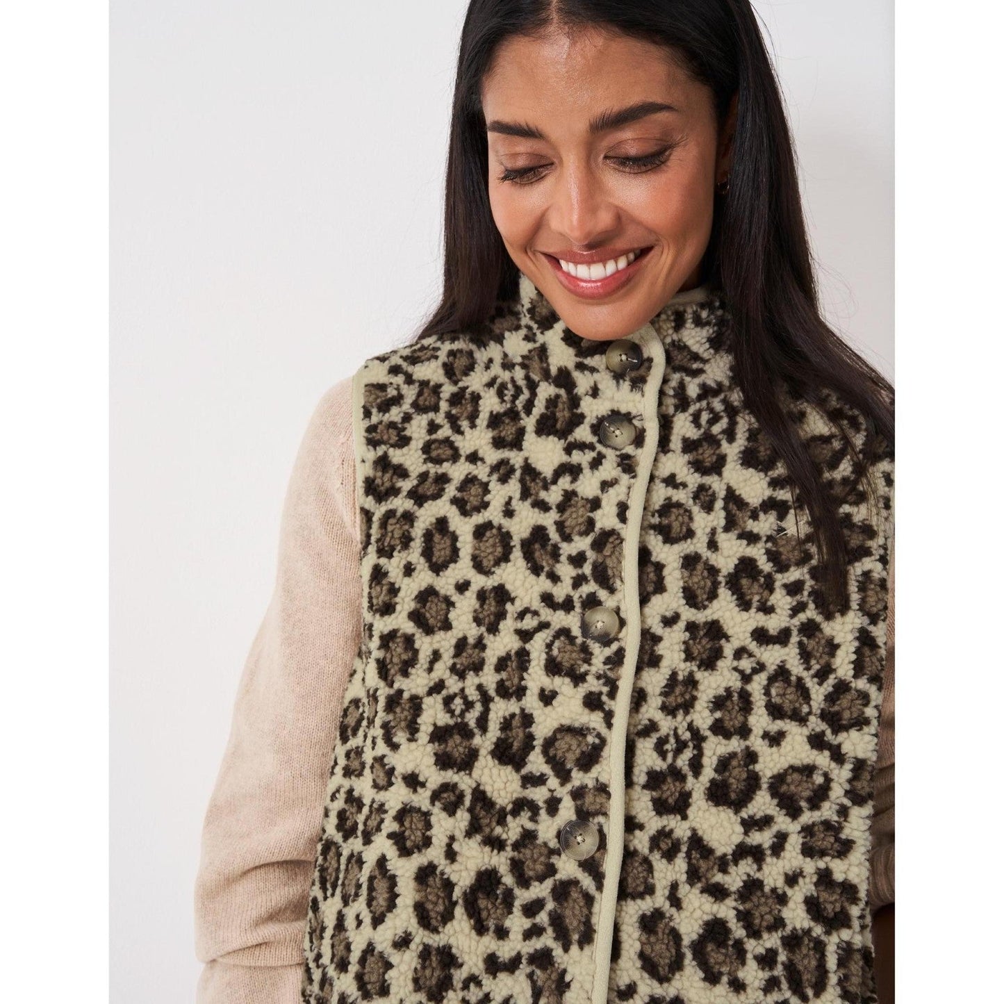 Crew Clothing Womens Printed Borg Gilet Gilet