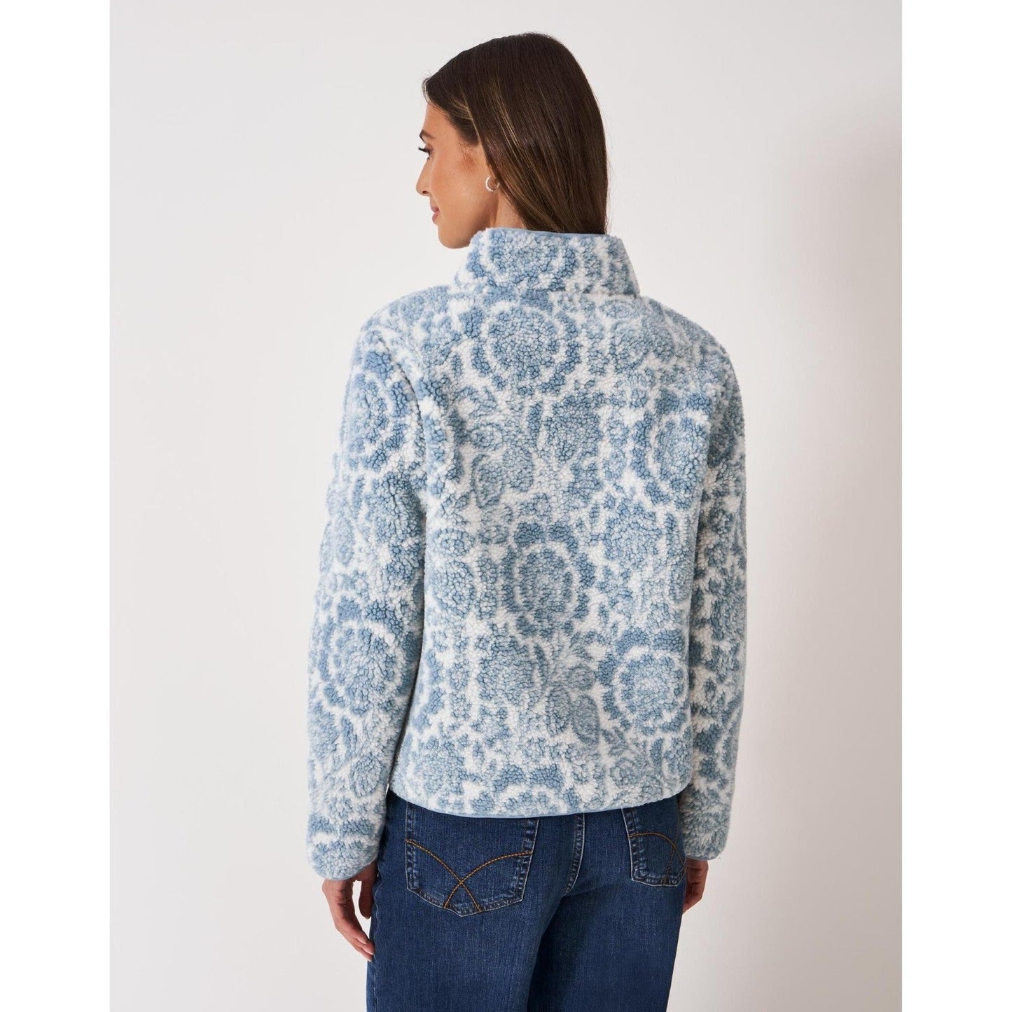 Crew Clothing Womens Boucle Bonded Zip Through Half Zip Fleece
