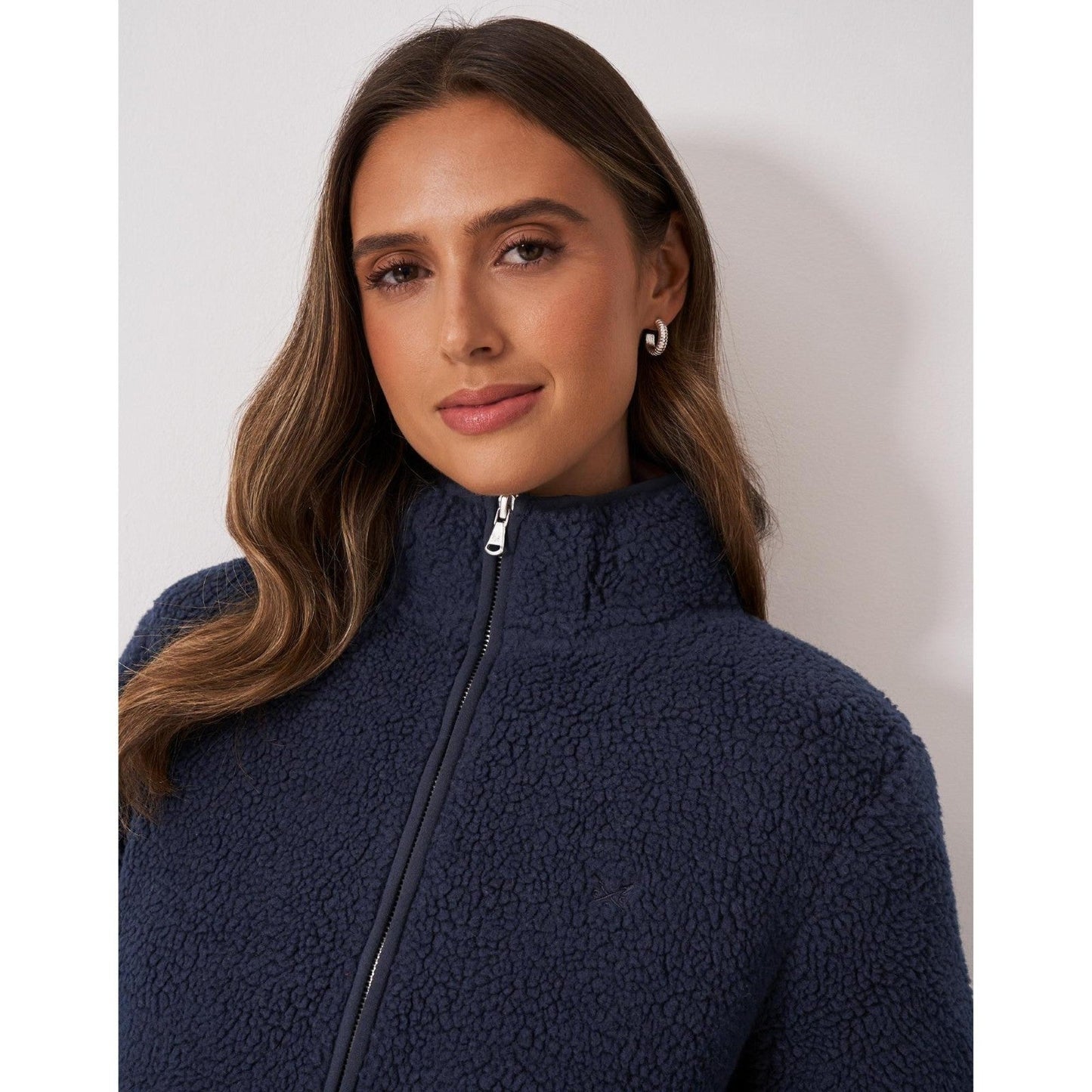 Crew Clothing Womens Boucle Bonded Zip Through Half Zip Fleece