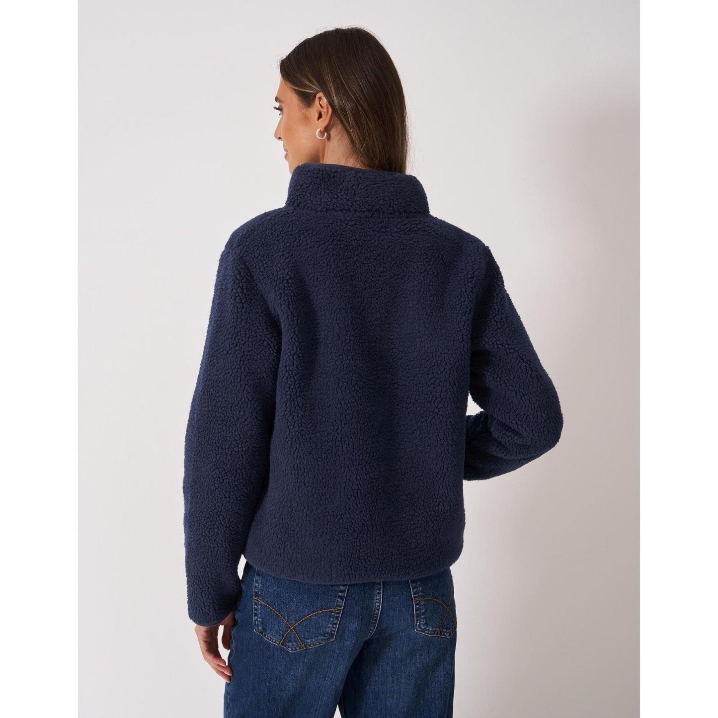 Crew Clothing Womens Boucle Bonded Zip Through Half Zip Fleece