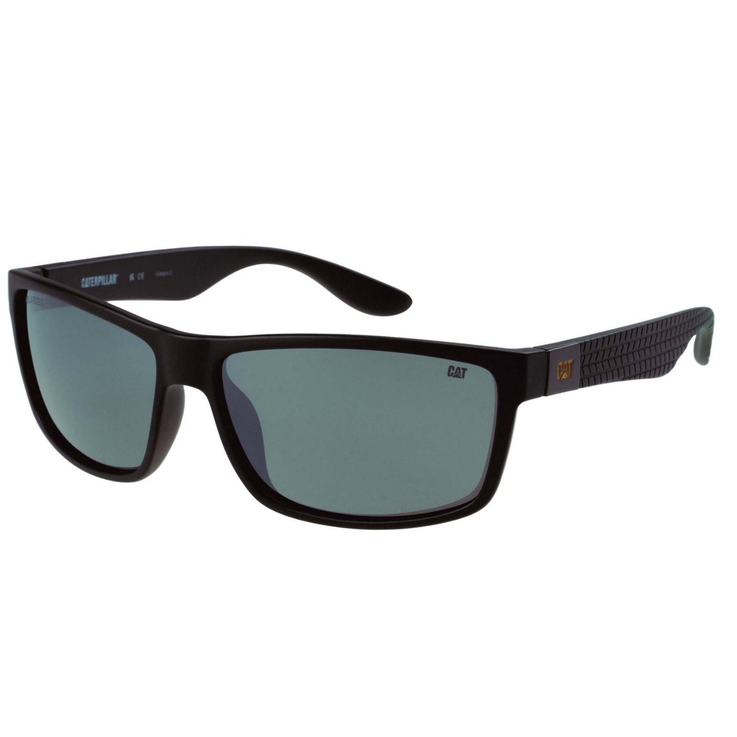 CAT Mens CTS-8018 Polarised Sporty Sunglasses - Matte Black/Silver Mirror
