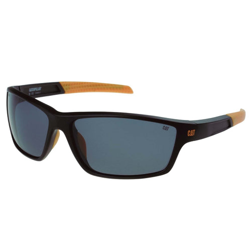 CAT Mens CTS-8020 Polarised Wrap Sunglasses - Matte Black/Solid Smoke