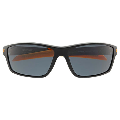 CAT Mens CTS-8020 Polarised Wrap Sunglasses - Matte Black/Solid Smoke