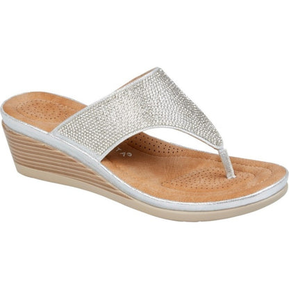 Cipriata Womens Sandra Diamonte Wedge Sandals