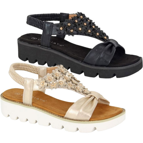 Cipriata Womens Salvia Floral Sling Back Sandals