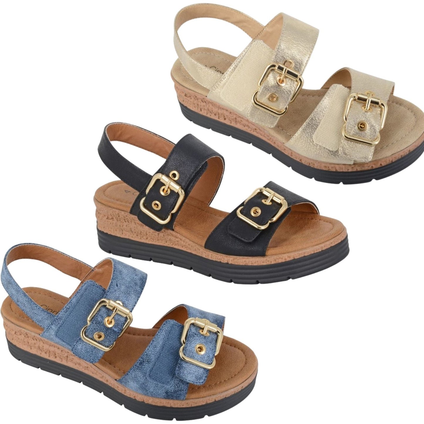 Cipriata Womens Milia Twin Buckle Sandals