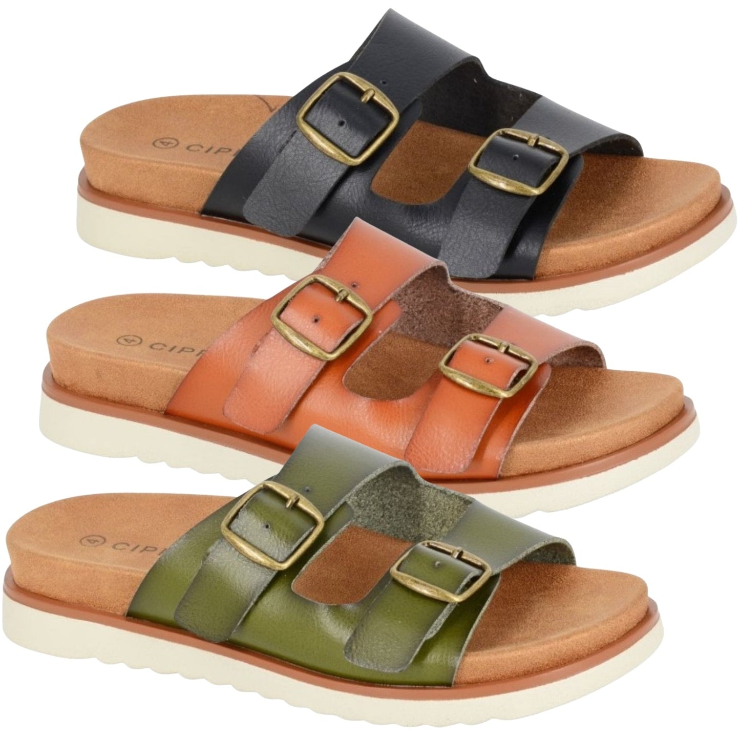 Cipriata Womens Tiberia Twin Buckle Sandals