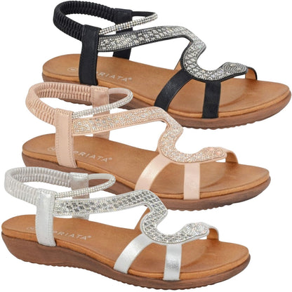 Cipriata Womens Serpent Sling Back Jewelled Sandals