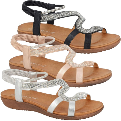 Cipriata Womens Serpent Sling Back Jewelled Sandals