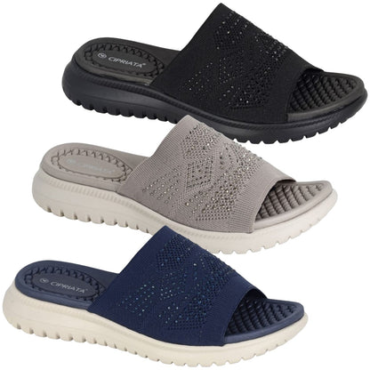 Cipriata Womens Eliana Diamante Slides