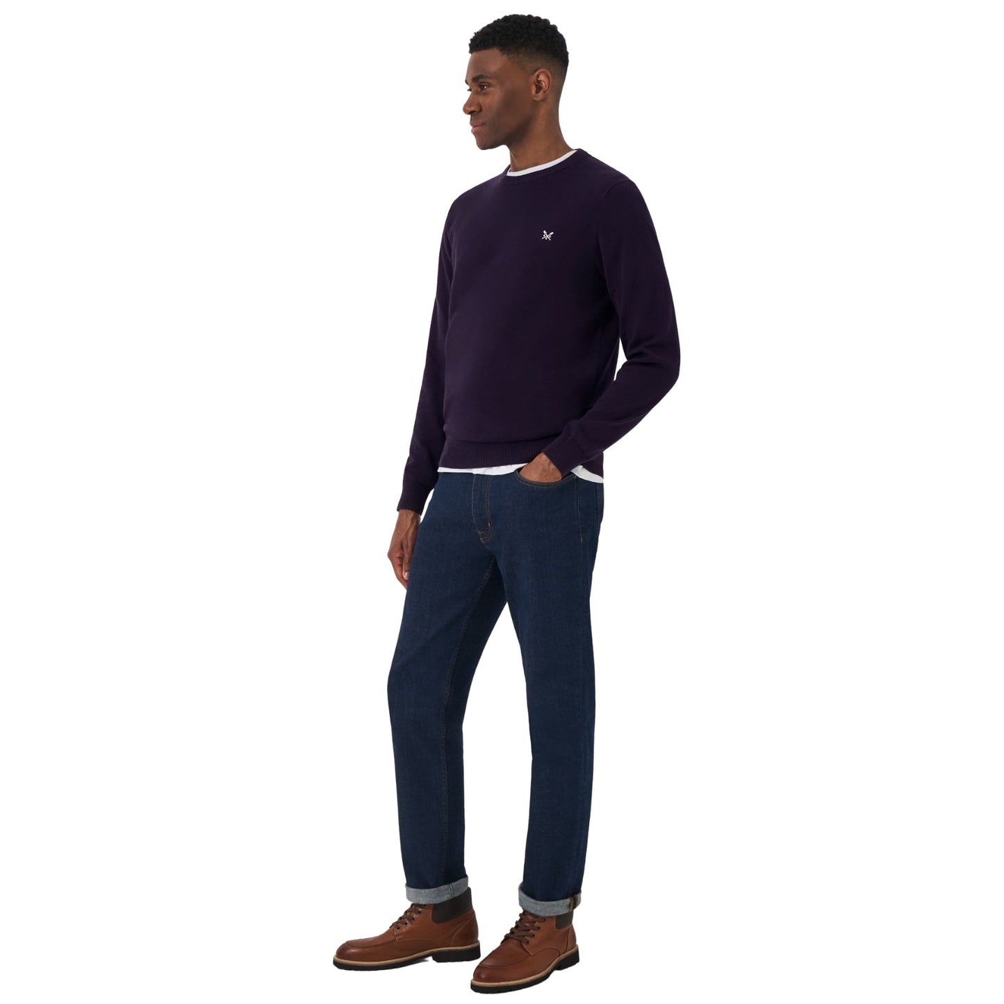 Crew Clothing Mens Organic Cotton Crew Neck Knitwear Jumper