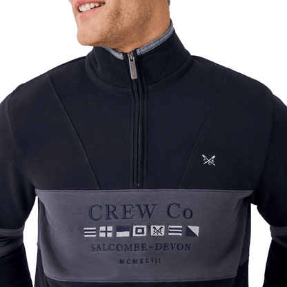 Crew Clothing Mens Cut And Sew Graphic Half Zip Sweatshirt