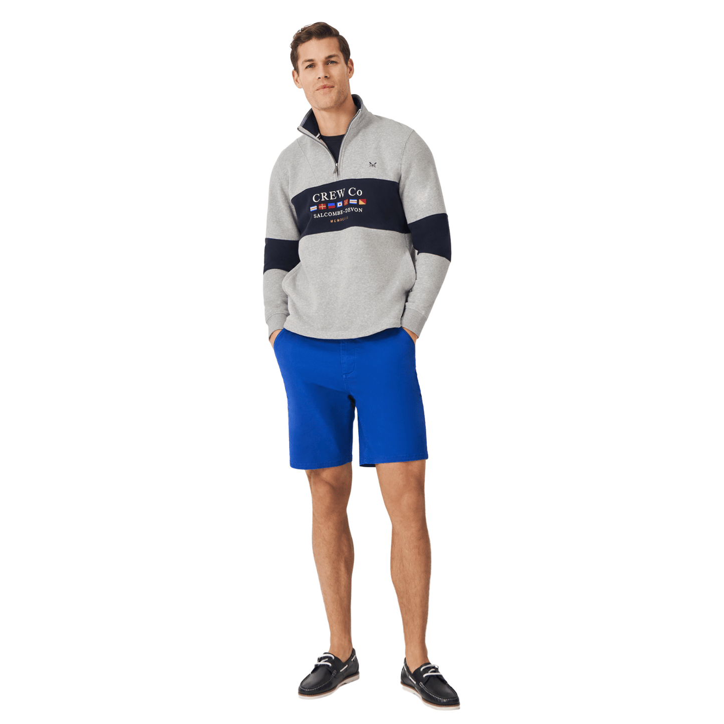 Crew Clothing Mens Cut And Sew Graphic Half Zip Sweatshirt