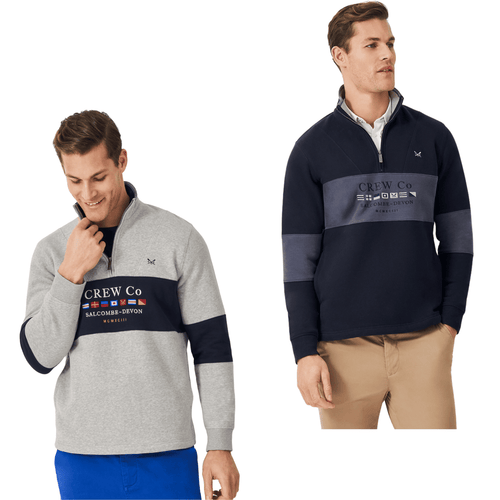 Crew Clothing Mens Cut And Sew Graphic Half Zip Sweatshirt