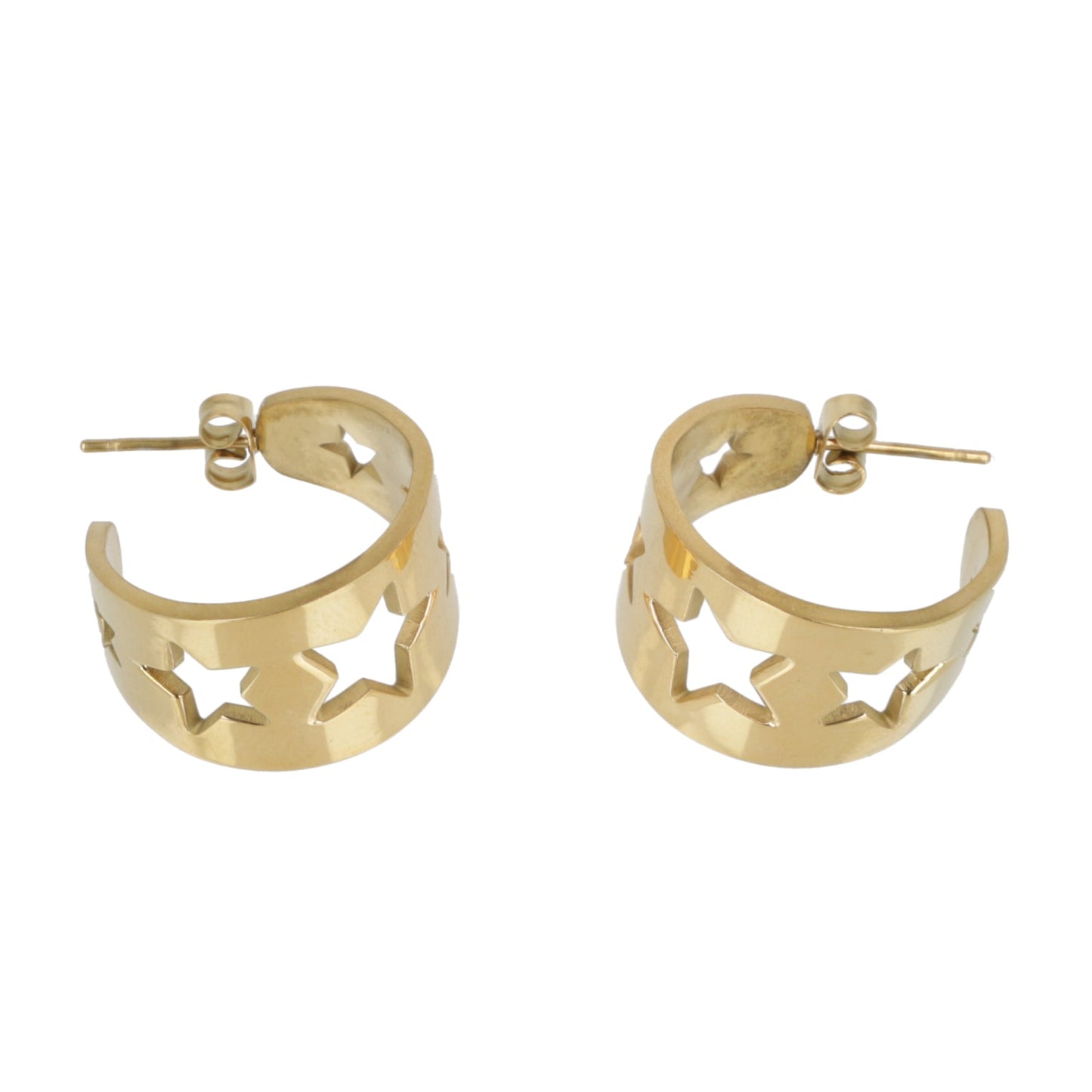 Whimsical Star Hoop Earrings (Gold Plated)