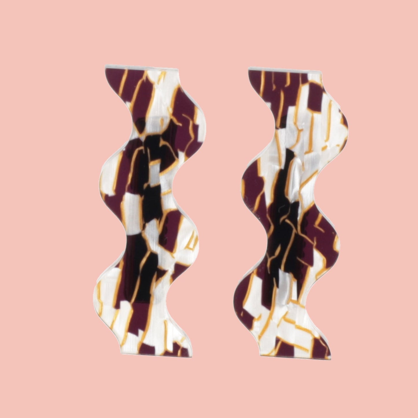 White and Gold Wavy Hair Clips