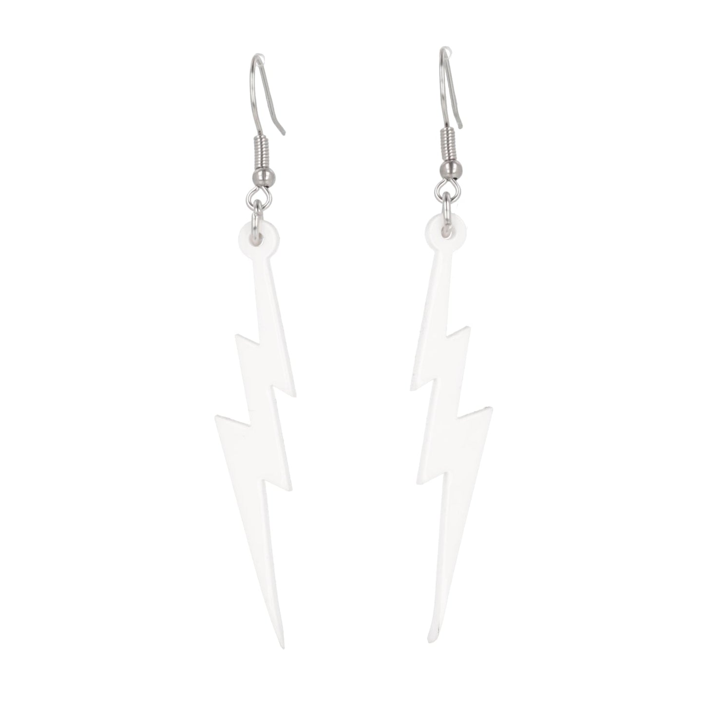 White Lightning Bolt Earrings