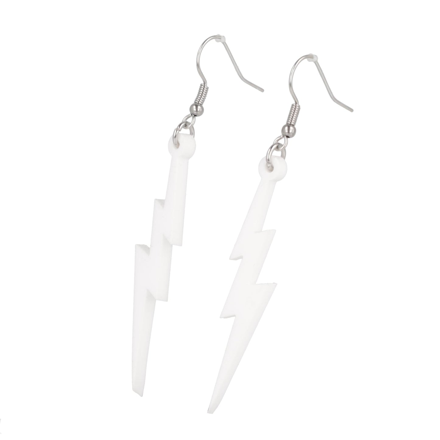 White Lightning Bolt Earrings