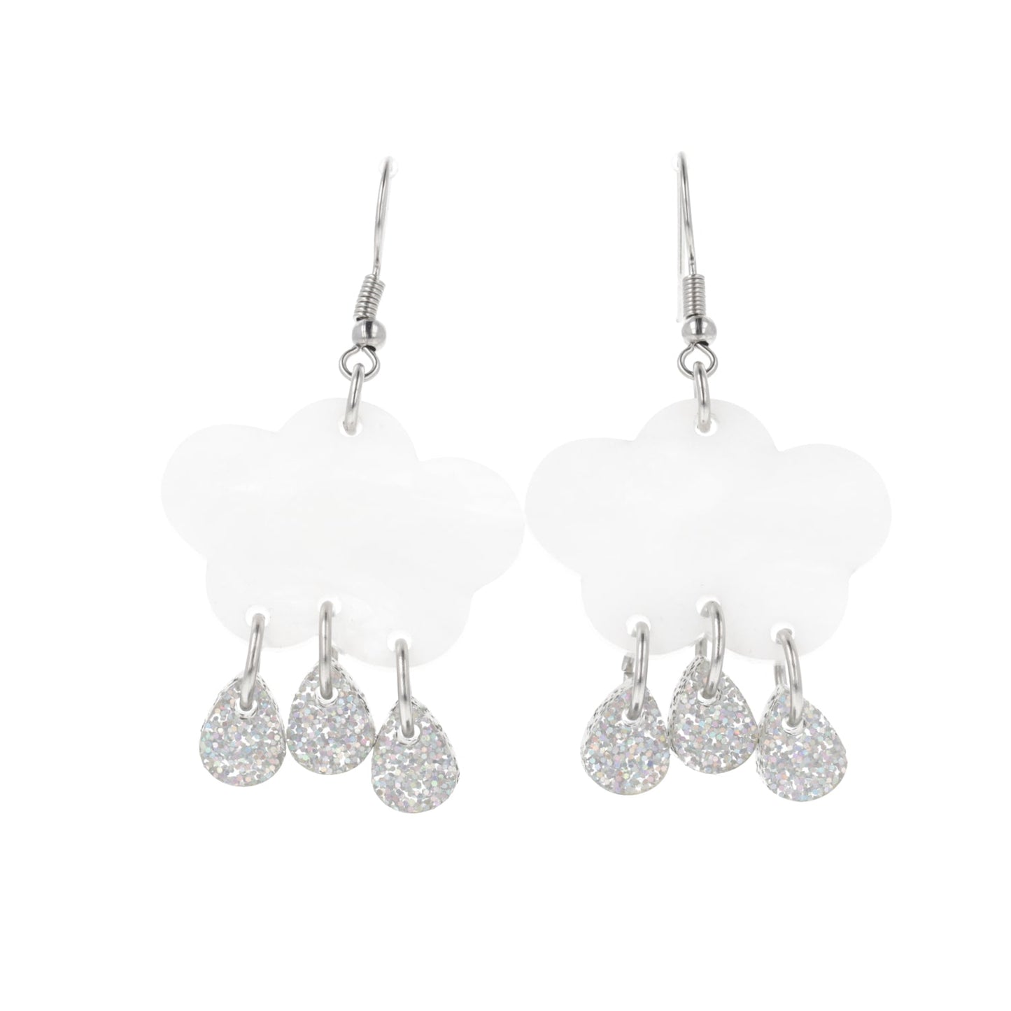 White Glitter Acid Rain Earrings