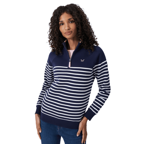 Crew Clothing Womens Half Zip Striped Sweatshirt