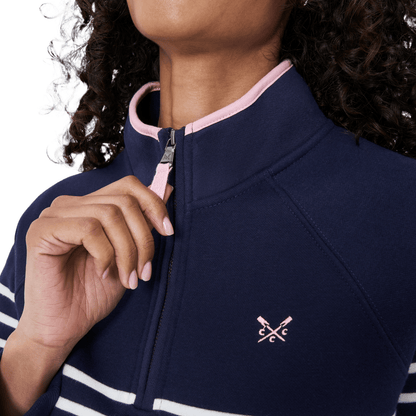 Crew Clothing Womens Half Zip Striped Sweatshirt