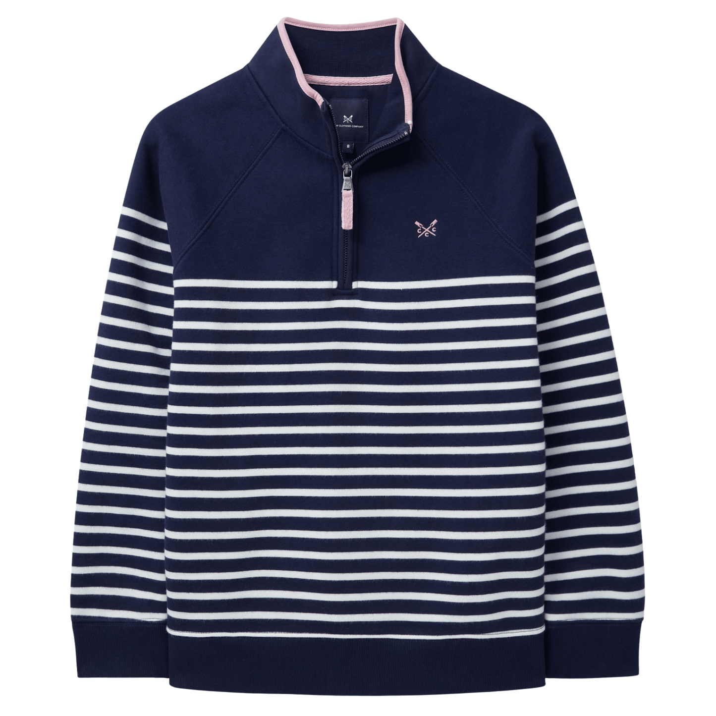 Crew Clothing Womens Half Zip Striped Sweatshirt