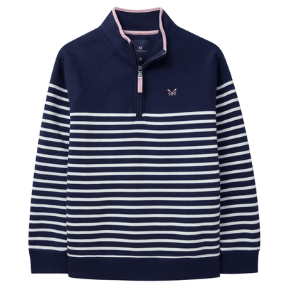 Crew Clothing Womens Half Zip Striped Sweatshirt