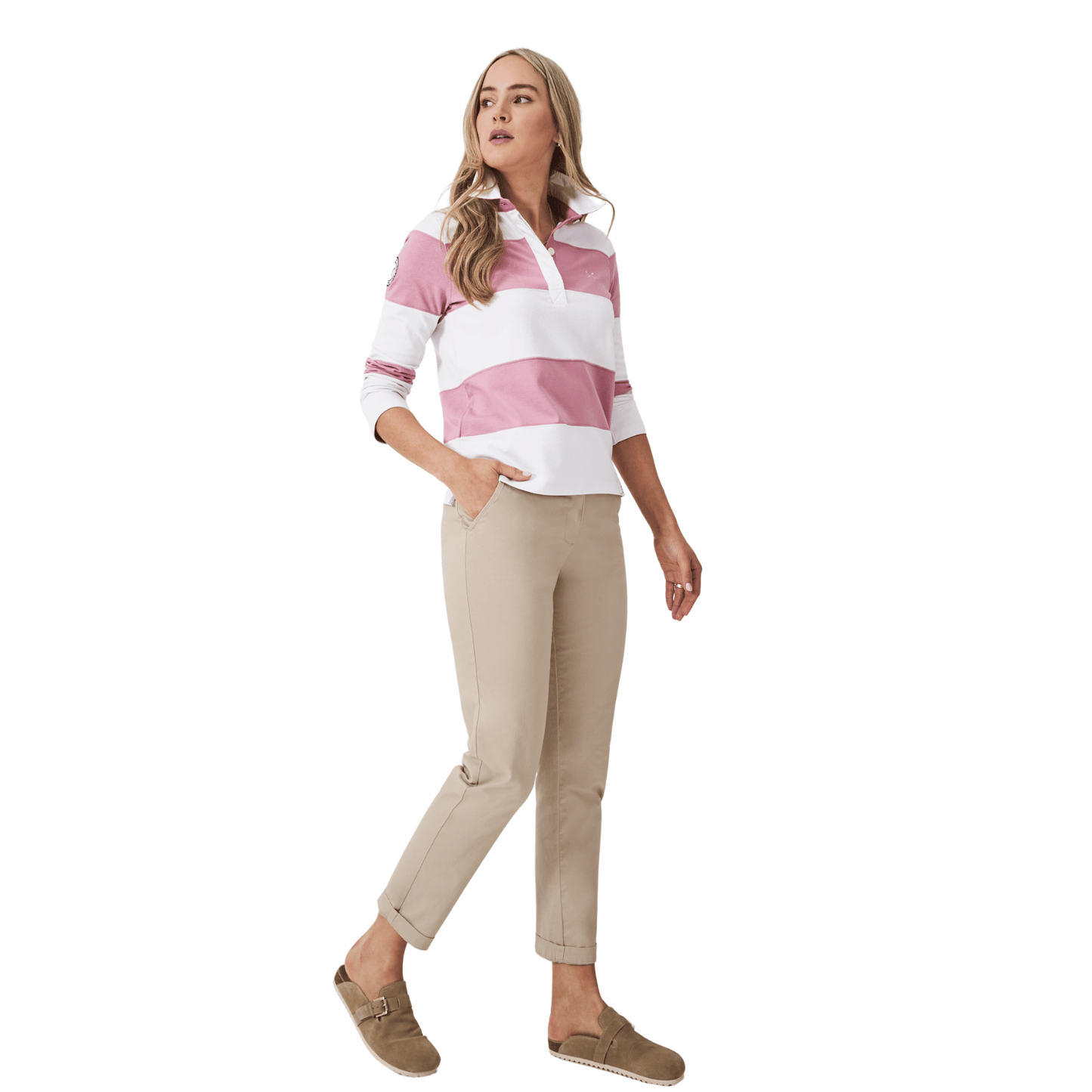 Crew Clothing Womens Longsleeve Stripe Rugby T-Shirt