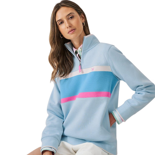Crew Clothing Womens Panelled Stripe Half Zip Sweatshirt
