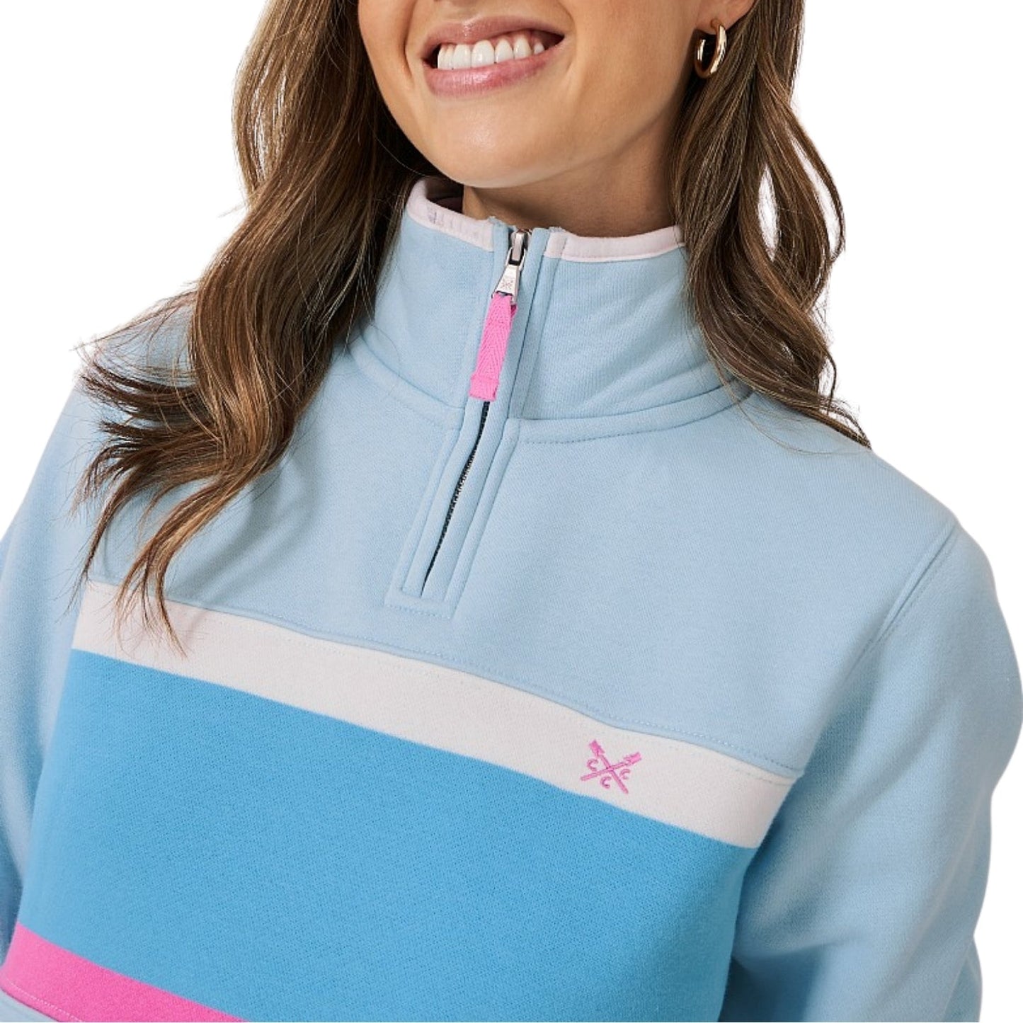 Crew Clothing Womens Panelled Stripe Half Zip Sweatshirt