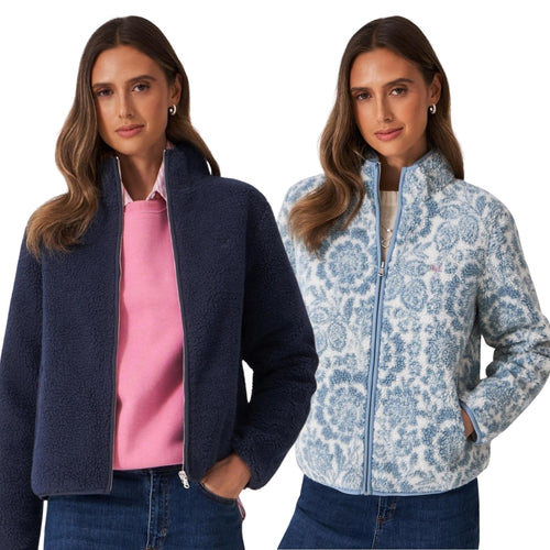 Crew Clothing Womens Boucle Bonded Zip Through Half Zip Fleece