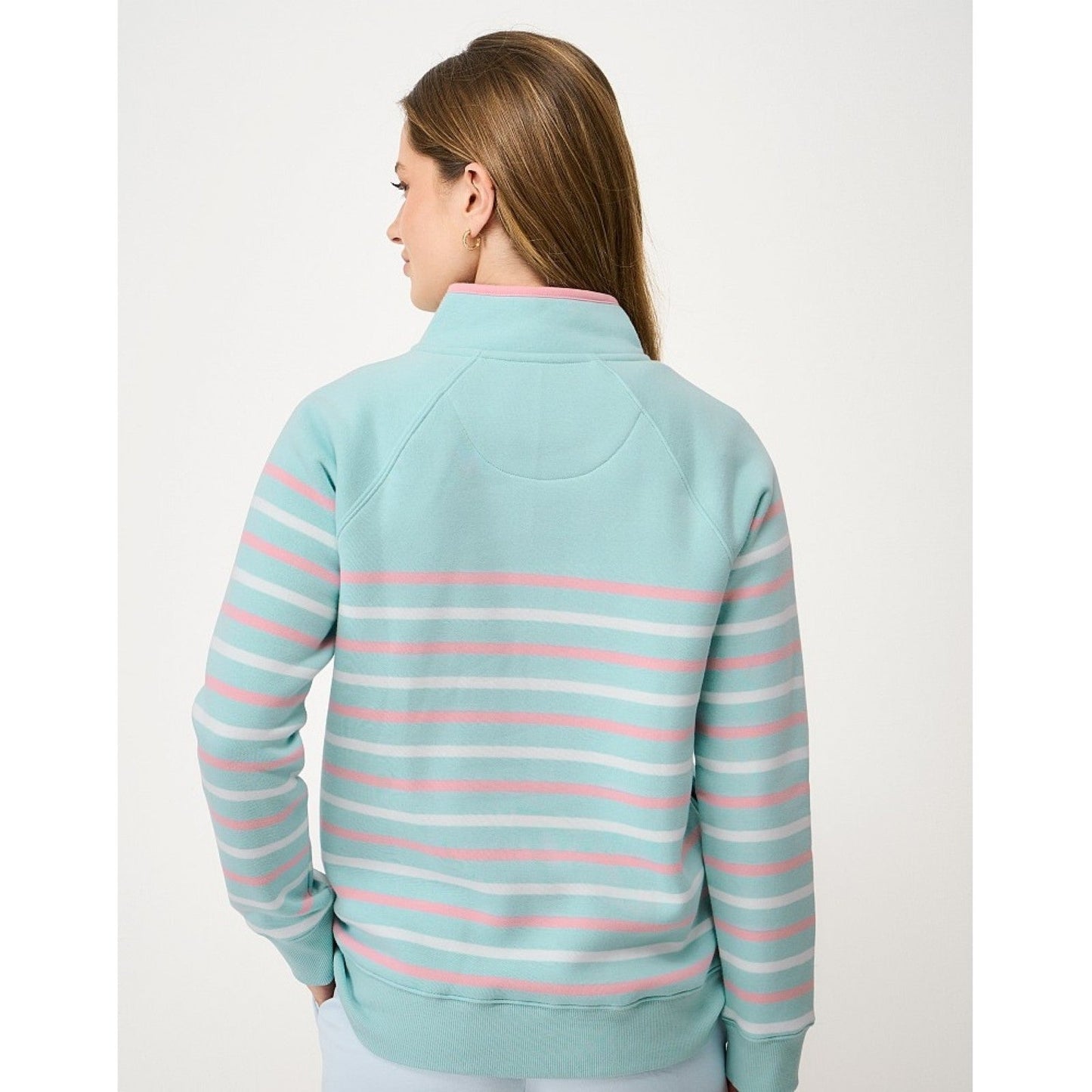 Crew Clothing Womens Half Zip Striped Sweatshirt