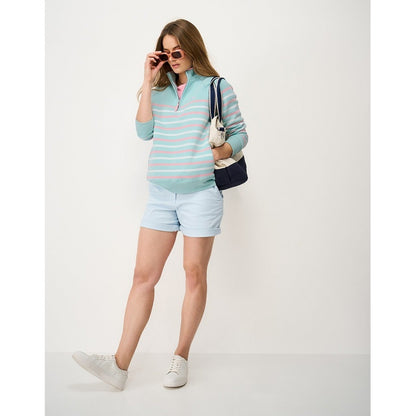 Crew Clothing Womens Half Zip Striped Sweatshirt