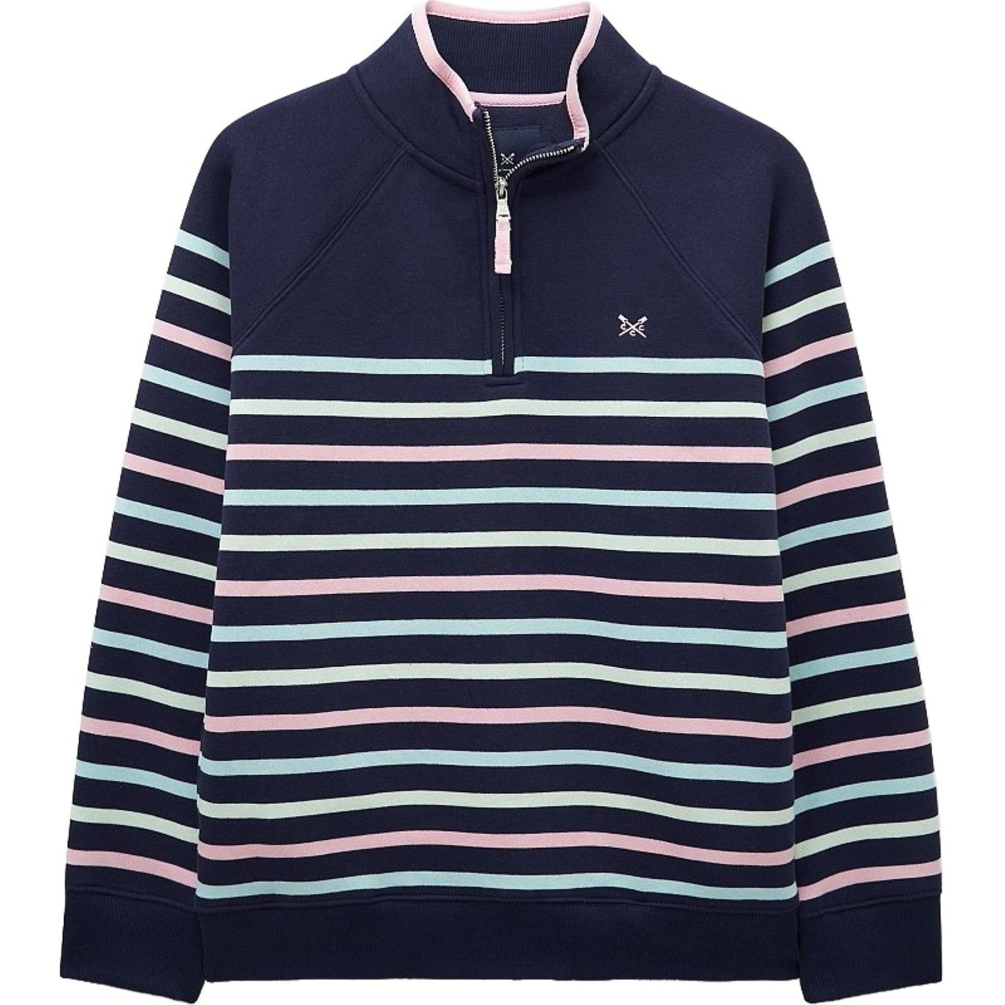Crew Clothing Womens Half Zip Striped Sweatshirt