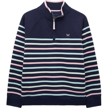 Crew Clothing Womens Half Zip Striped Sweatshirt