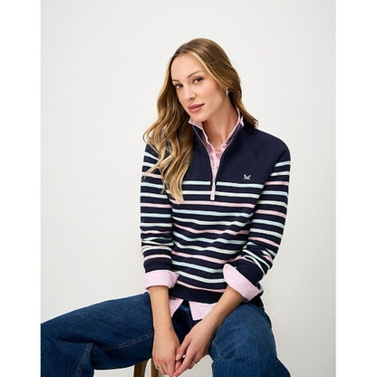 Crew Clothing Womens Half Zip Striped Sweatshirt