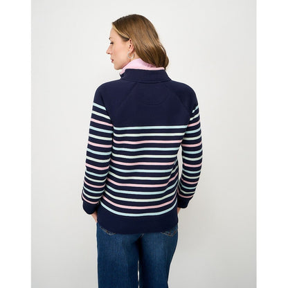Crew Clothing Womens Half Zip Striped Sweatshirt