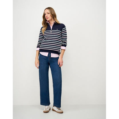 Crew Clothing Womens Half Zip Striped Sweatshirt