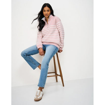 Crew Clothing Womens Half Zip Striped Sweatshirt