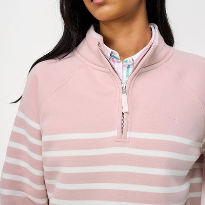 Crew Clothing Womens Half Zip Striped Sweatshirt