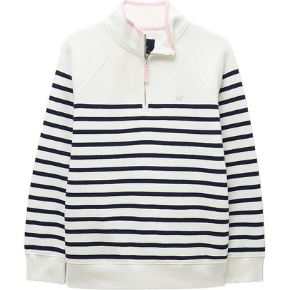 Crew Clothing Womens Half Zip Striped Sweatshirt