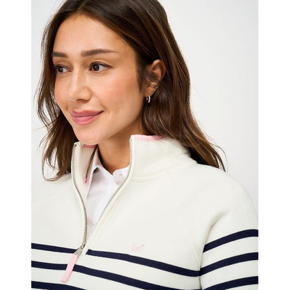 Crew Clothing Womens Half Zip Striped Sweatshirt
