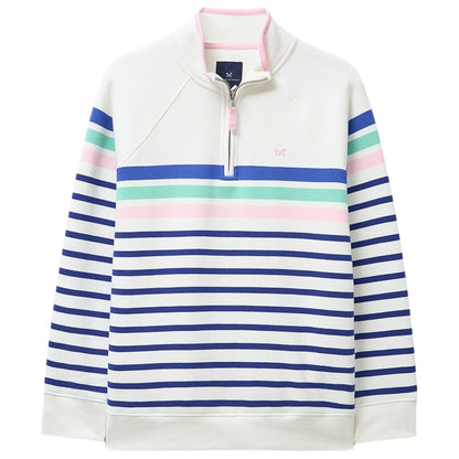 Crew Clothing Womens Half Zip Striped Sweatshirt